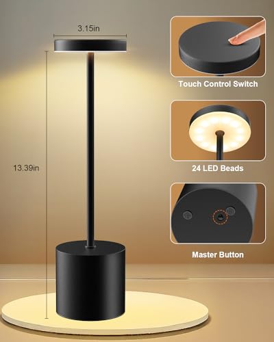 Black Cordless Table Lamp