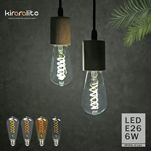 ST19(ST58) LED Edison Bulb, Vintage,6 Pack,Natural White 4000K, Antique Flexible Spiral LED Filament Light Bulb, Dimmable, 600LM, 6W Equivalent to 60W, E26 Base,Clear Glass (6 Count)