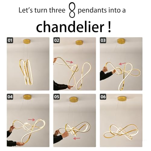 Modern Gold Plated LED Pendant Chandelier Light