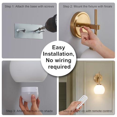 Gold Battery Operated Wall Sconce Set of 2 (2 Count)