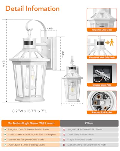 Outdoor Wall Lantern with Motion Sensor