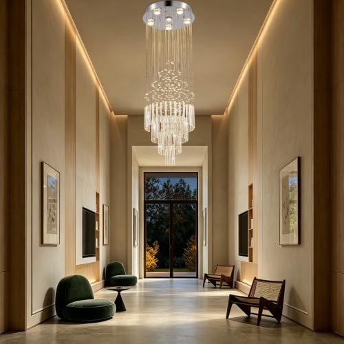 6 Light Flush Mount High Ceiling Chandelier
