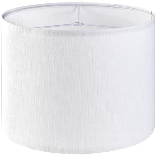 White Textured Drum lampshade Medium Lamp Shade 13" Top x 13" Bottom x 10" High