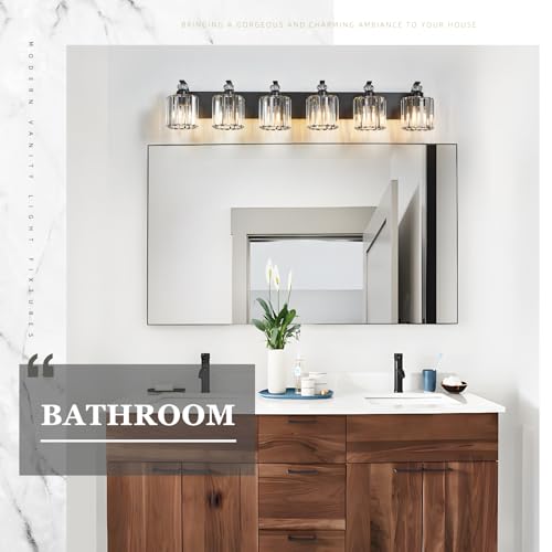 6 Light Black Bathroom Light Fixture Modern Vanity Lights Over Mirror Vintage Wall Sconce Lighting for Bathroom