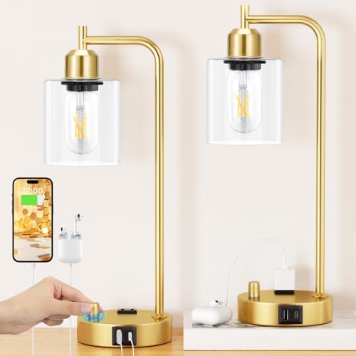 Industrial Table Lamp for Bedroom Set of 2 (2 Count)