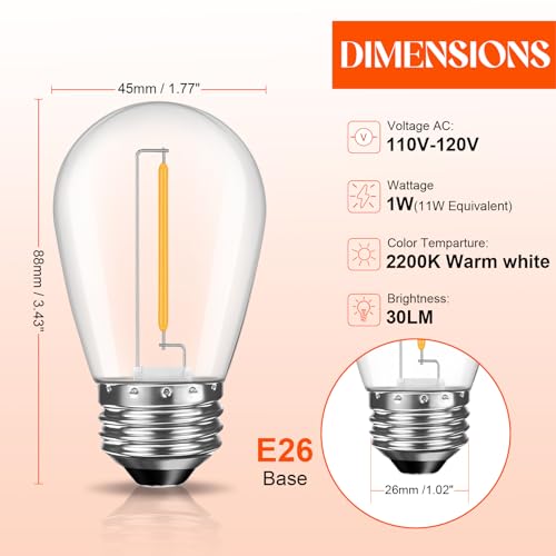 48 Pack Shatterproof LED Replacement Bulbs for Outdoor String Lights