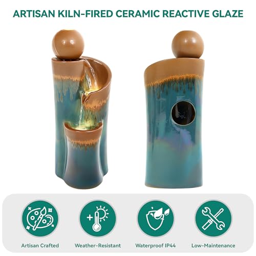32" Ceramic Outdoor Water Fountain w