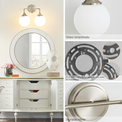 Brushed Nickel Bathroom Light Fixtures Over Mirror Vanity 2 (2 Count)