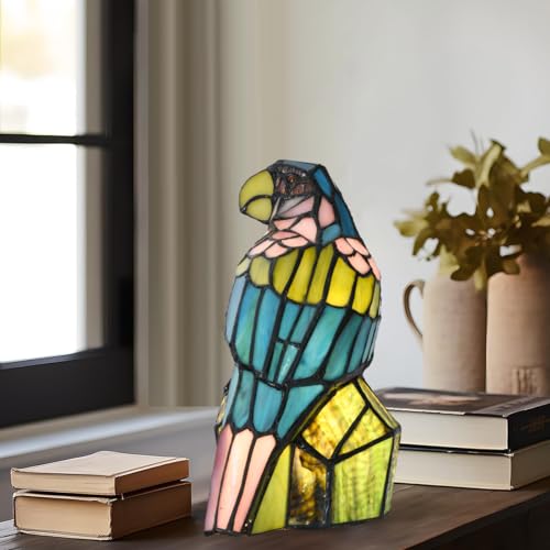 A0023 Tiffany Style Stained Glass Parrot Table Lamp