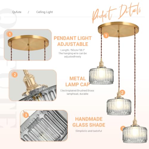 Cluster Chandelier Mid Century Ceiling Pendant Lights 3 Gray Shade