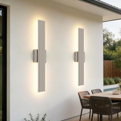 23.6" Nickel LED Outdoor Wall Light