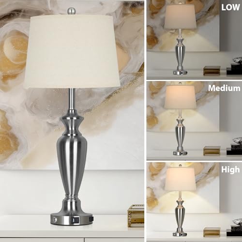 30" Tall Silver Table Lamps Set of 2 for Living Room (2 Count)