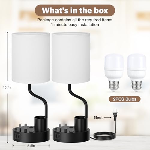 Bedside Lamps for Bedroom Set of 2 (2 Count)
