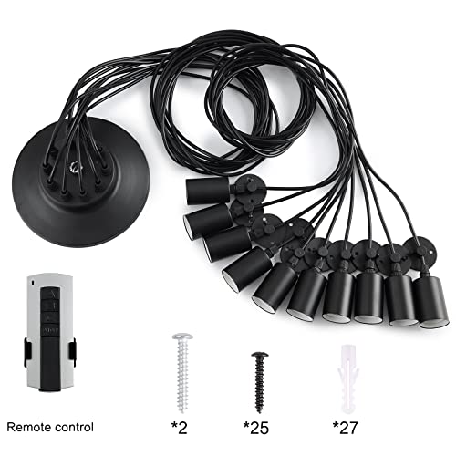 Vintage Edison Multiple Ajustable DIY Ceiling Spider Lamp Light Pendant Lighting Chandelier Modern Chic Industrial Dining with Romote Control