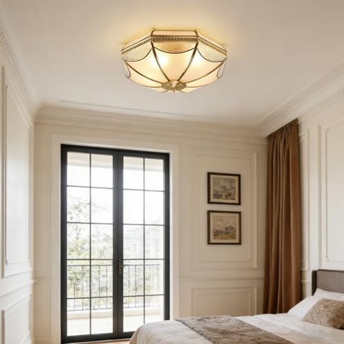 18 Inch Vintage Brass Flush Mount Ceiling Light