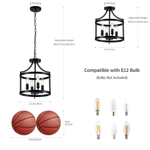 4 Lights Black Farmhouse Chandelier