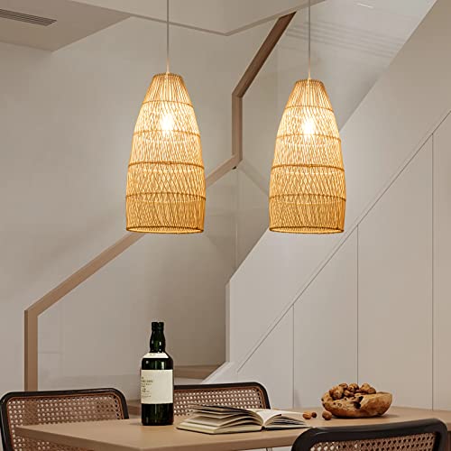 1 Light Boho Wicker Chandelier Lamp