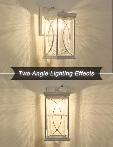 White Outdoor Sconce Dusk to Dawn Exterior Light Fixtures Wall Mount Porch Light Modern Outdoor Wall Light Aluminum with Crack