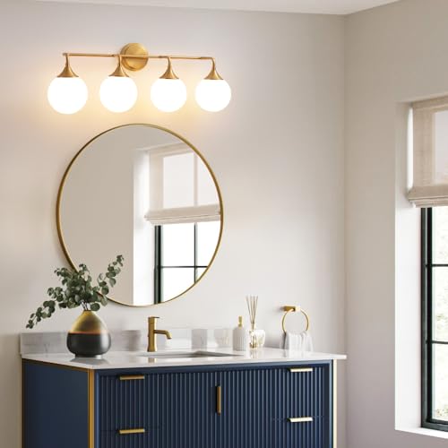 Brushed Gold Bathroom Light Fixtures Over Mirror Vanity 4
