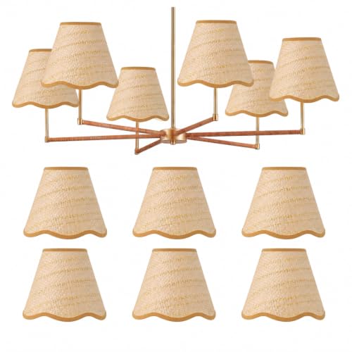 6 Pack Clip on Rattan Chandelier Lamp Shades