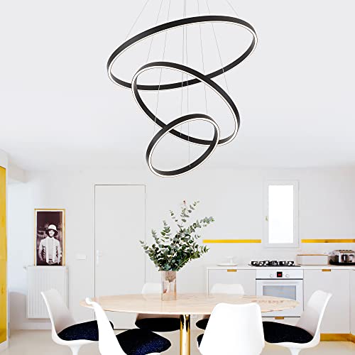 3 Rings Black LED Chandelier