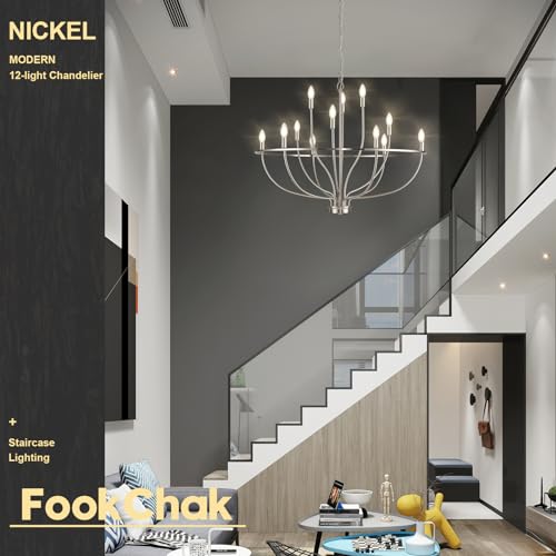 12 Light Brushed Nickel Chandelier