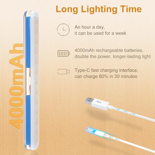 2 Pack Rechargeable Vanity Lights for Mirror (4 Count)