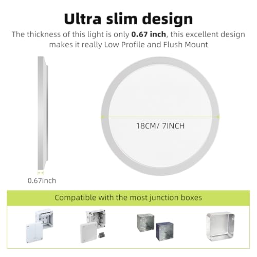 6PACK 7 Inch White Flush Mount Ceiling Light (6 Count)