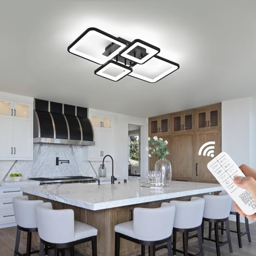 Modern LED Ceiling Lights Fixture Dimmable Flush Mount Black Acrylic 4