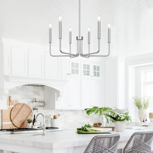 6 Light Farmhouse Chandelier for Dining Room Lighting Fixtures Hanging (6 Count)