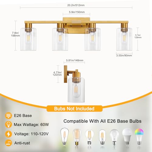 Brushed Gold Bathroom Light fixtures