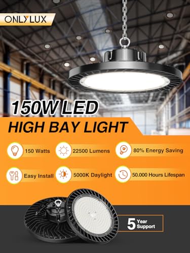 UFO LED High Bay Light 150W 12 Pack 5000K Daylight 22500LM (12 Count)
