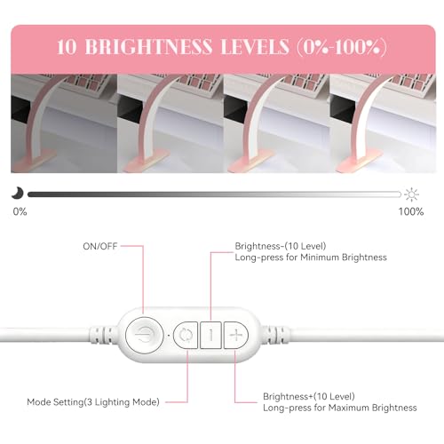 Foldable Large Half Moon LED Light for Table Nail Desk with Phone Stand