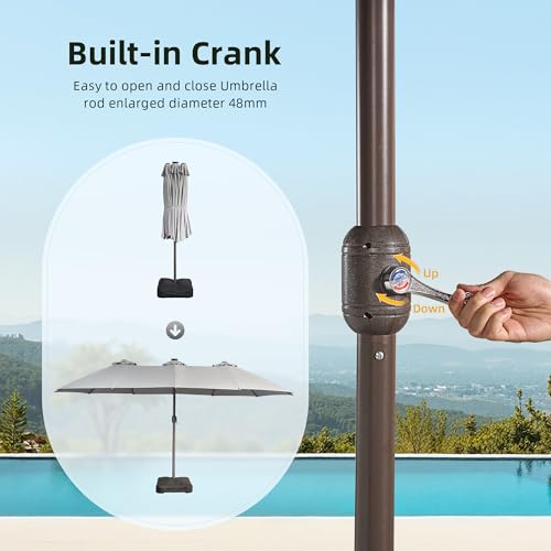 15ft Umbrella Outdoor Patio Solar Lights with Base