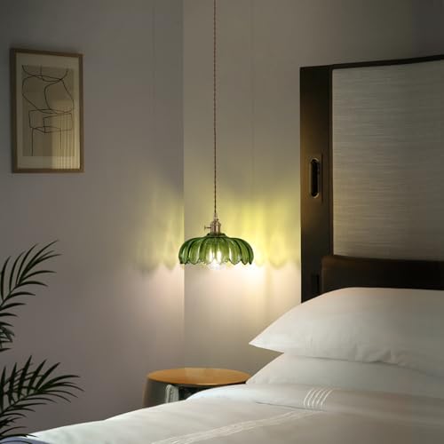 Pendant Light with Green Scindapsus Glass Lmapshade