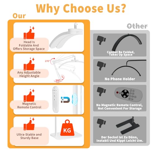 2-in-1 Lash Light, 2026 Upgraded Professional LED Half Moon Lamp