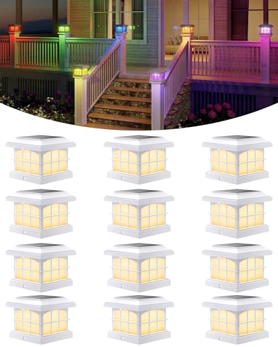 RGBCW Solar Post Cap Lights 12 (12 Count)