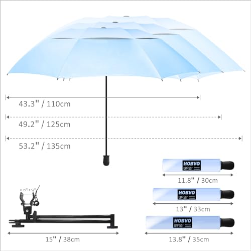 UPF 50+ Golf Umbrella with Adjustable Universal Clamp