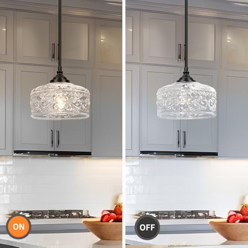 Black Vintage Pendant Lights Kitchen Island with Glass Over Sink