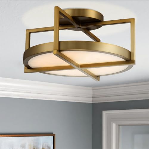 5616-695-L Boada LED Semi-Flush, 1-Light, 15 Total Watts, 14-in H x 6.5-in W, Soft Brass