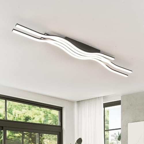Black Hallway Light Acrylic Modern LED Ceiling Light Fixtures Dimmable Close to Ceiling Lights for Bedroom Bathroom Kitchen Balcony Curved Creative Design Ceiling Lamps