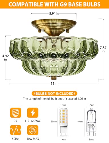 11" 3 Bulb Bright Semi Flush Mount Ceiling Light