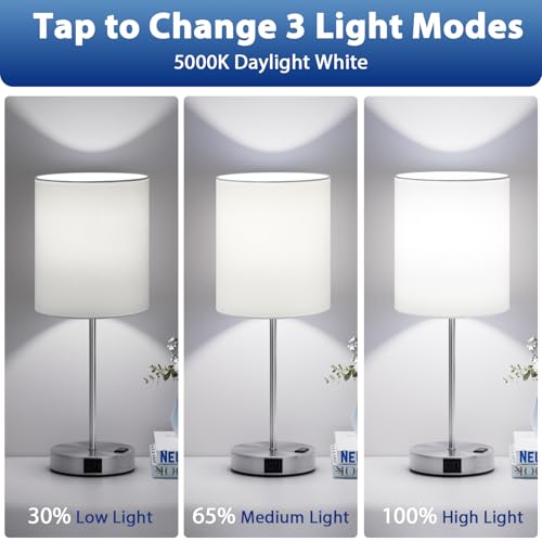 17.6" Silver Touch Lamps for Bedroom Set of 2 (2 Count)
