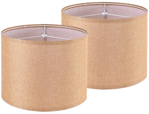 Brown Medium Drum Lamp Shades 13" Top x 13" Bottom x 10" High