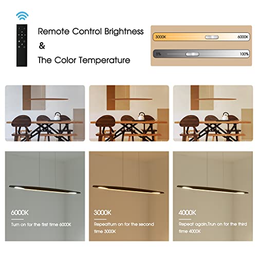 Wood Linear Pendant Hanging Light Fixture Minimalist Light Linear Chandelier Wood Kitchen Island Lighting 40w Dimmable for Dining Room Dining Table Living Room Pool Table Walnut Color