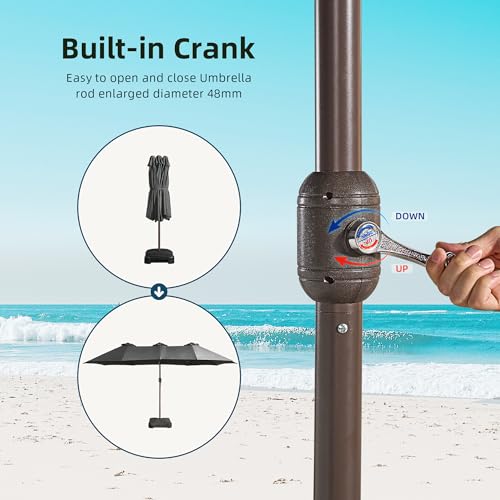 15Ft Patio Umbrella With Multicolor Solar Light