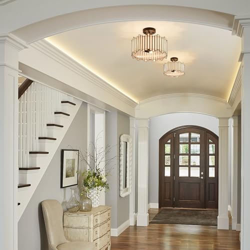 Black Ceiling Light Fixture in Drum Shape