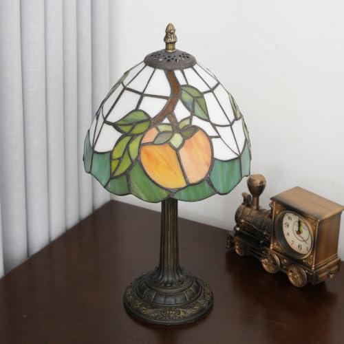 Tiffany Lamp Stained Glass Table Lamp 8X8X14 Inches Persimmon Style Living Room Bedroom Dorm Kitchen Home Decor Festival Birthday Gift