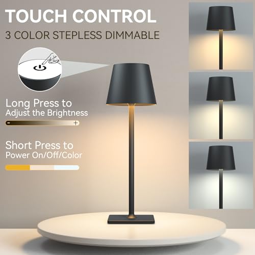 Black Cordless Table Lamps (2 Count)