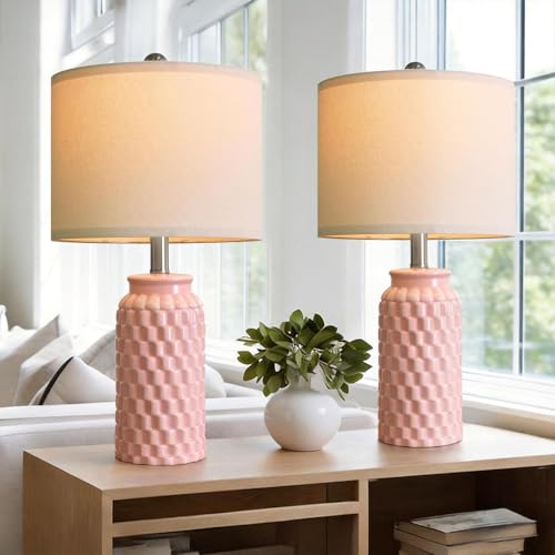 20.5" Pink Table Lamps Set of 2 (2 Count)